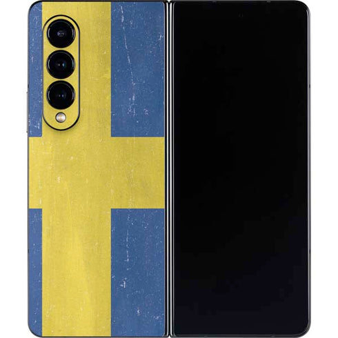 Sweden Flag Distressed Galaxy Z Fold4 5G Skin